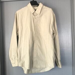 Eddie Bauer L Mens Long Sleeve Shirt Stain and Wrinkle Resistant Beige Cotton